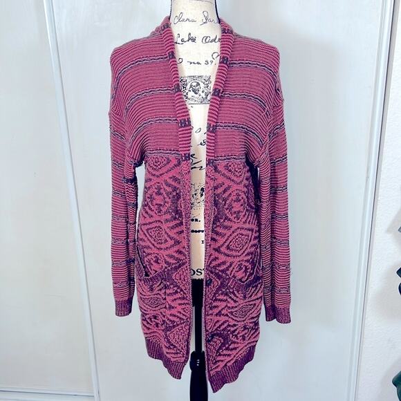 BP Nordstrom Pink & Brown Knit Cardigan Sweater Size Large - Picture 2 of 11